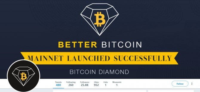 Bitcoin Diamond в Твиттере