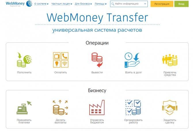 Cайт платежной системы WebMoney