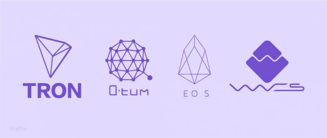 Tron Qtum EOS Waves блокчейны со смарт контрактом